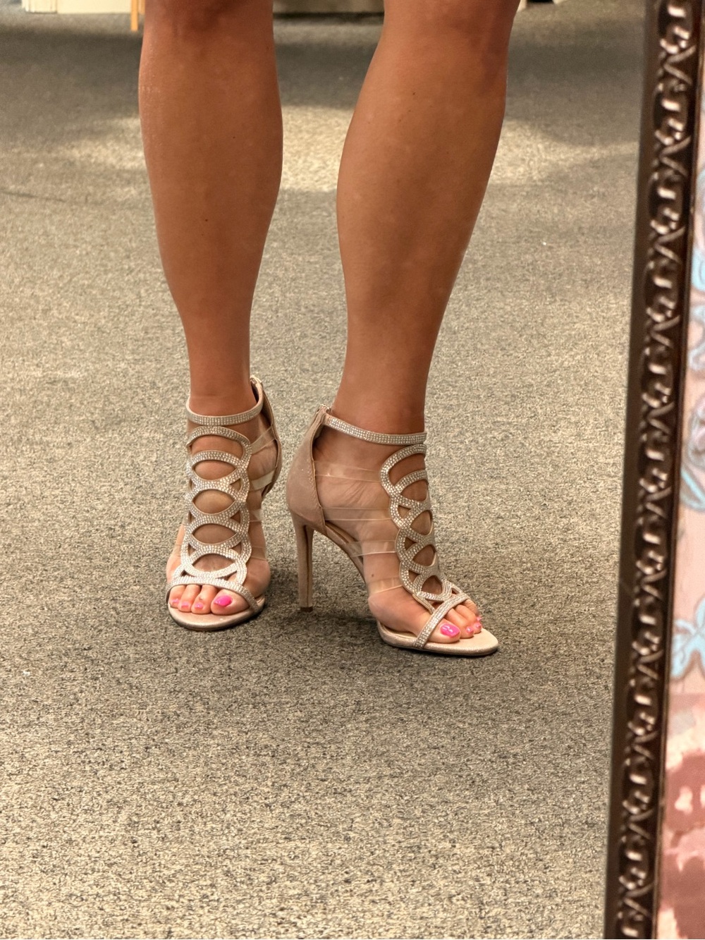 Jessica Simpson Silver Rhinestone Cage Heels - Picture 6 of 11